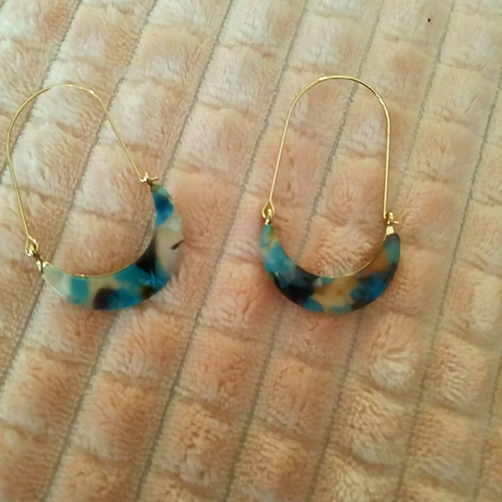 Anthropologie Acetate Resin Crescent Hoop Earrings